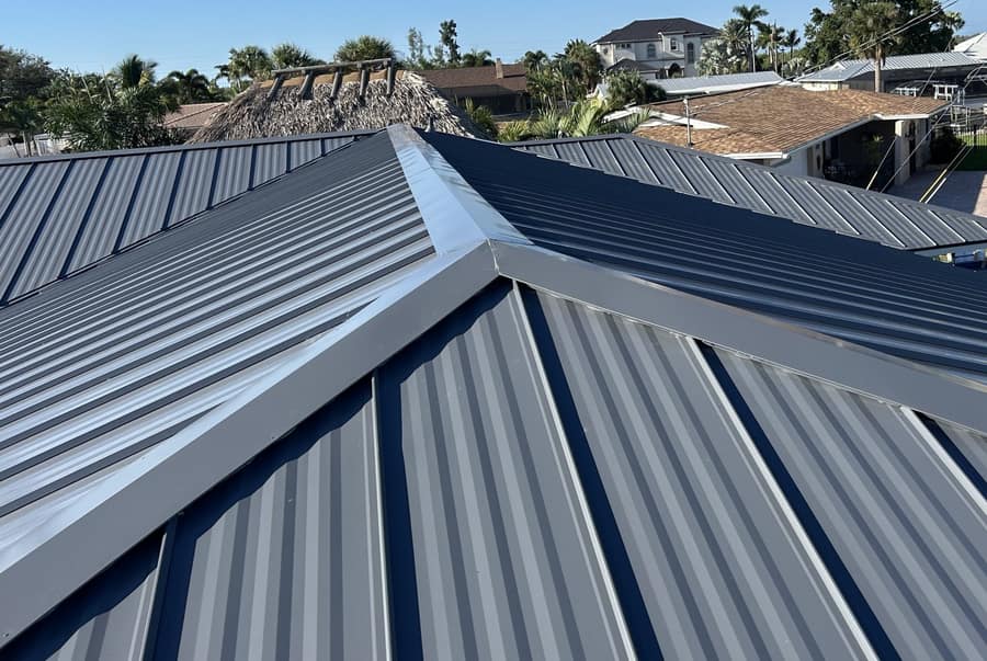 Home with a standing seam metal roof